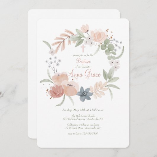 Waterverf Blossom Wreath Kaart (Voorkant / Achterkant)