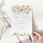 Waterverf blozen baby blozen uitnodiging