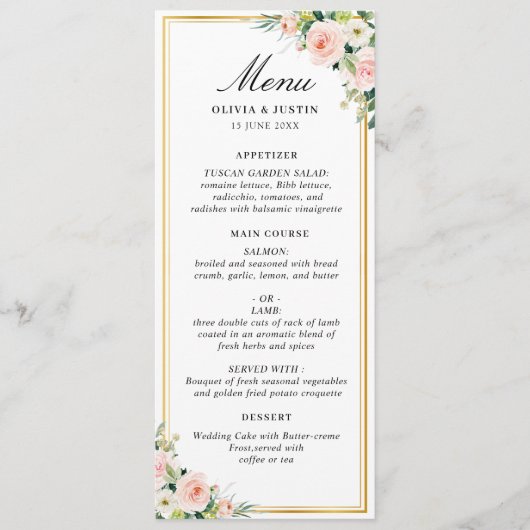 waterverf blozen lijst bruiloft menu (Voorkant)