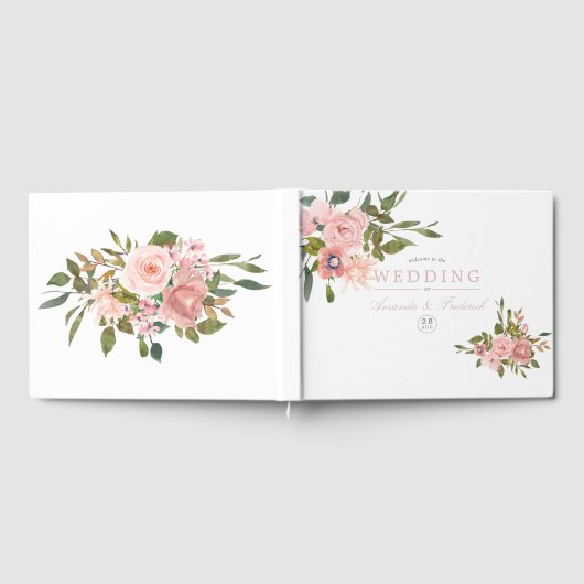 Waterverf blozen Rozen Weddenschap Gastenboek (Volledig)