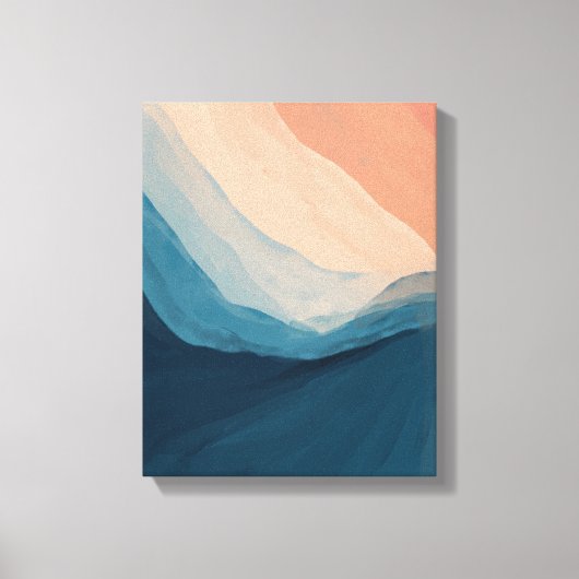 Waterverf Blue Abstract Art Ocean Waves Canvas Afdruk (Voorkant)