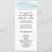 Waterverf Blue and Gold Sparkle Wedding Program Programma (Voorkant)