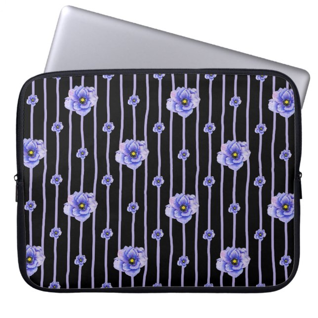 WATERVERF BLUE ANEMONE POPPIES LAPTOP SLEEVE (Voorkant)
