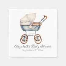 Waterverf Blue Baby Carriage gepersonaliseerd