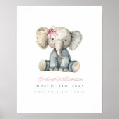 Waterverf Blue Baby Elephant Nursery Poster (Voorkant)