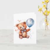 Waterverf Blue Balloon Beer Kaart (Gele Bloem)