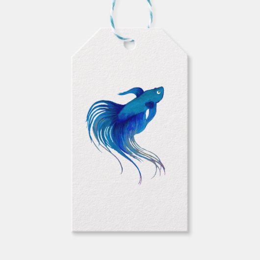 Waterverf Blue Betta Fish Cadeaulabel (Voorkant)
