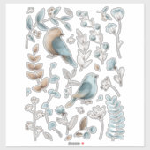 Waterverf Blue Bird Clip Art Sticker (Vel)