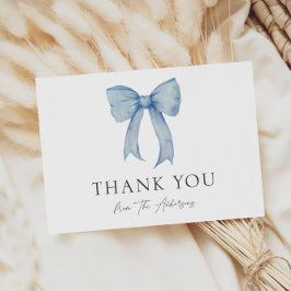 Waterverf Blue Bow Baby Boy Shower Dank u Bedankkaart