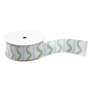 Waterverf Blue Bow Fruit Garland Kerst Grosgrain Lint