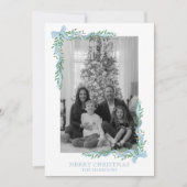 Waterverf Blue Bow Garland Foto Feestdagenkaart (Voorkant)