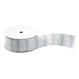 Waterverf Blue Bow Garland Kerst Grosgrain Lint