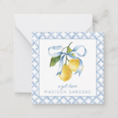 Waterverf Blue Bow Lemons Cadeaubehuizing Notitiekaartje (Voorkant)