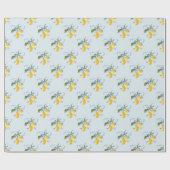 Waterverf Blue Bow Lemons Cadeaupapier (Vlak)