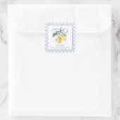 Waterverf Blue Bow Lemons Gift Vierkante Sticker (Tas)