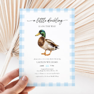 Waterverf Blue Boy Mallard Duck Baby shower Kaart