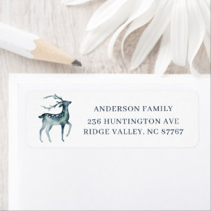 Waterverf Blue Buck Deer Address Label