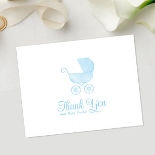 Waterverf Blue Carriage Boy Baby shower Dank u Bedankkaart