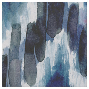 Waterverf Blue Chevron Ikat Stof