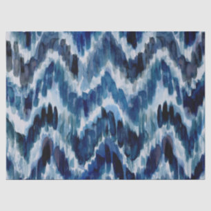 Waterverf Blue Chevron Ikat Tissuepapier