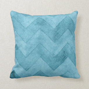 Waterverf Blue Chevron Kussen