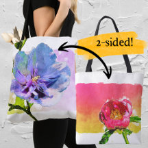 Waterverf Blue Chiffon Roos en Pink Peony