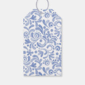 Waterverf Blue Chinoiserie Bow Cadeaulabel (Achterkant)