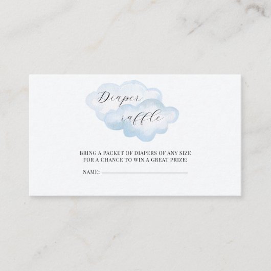 Waterverf Blue Cloud Baby shower Luier Raffle Informatiekaartje (Voorkant)