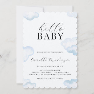 Waterverf Blue Cloud Baby shower-uitnodiging Kaart