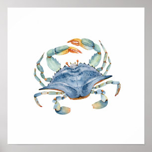 Waterverf Blue Crab Poster