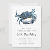 Waterverf Blue Crab Seafood 60th Birthday Kaart (Voorkant)