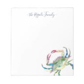 Waterverf Blue Crab - Speciaal ontwerp Notitieblok (Voorkant)