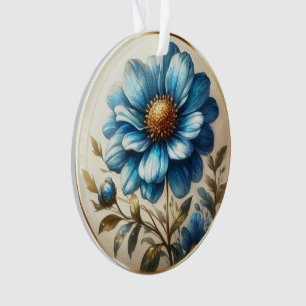 Waterverf Blue Daisy Ornament