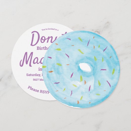 Waterverf Blue Donut Sprinkle Mix Round Kaart (Voorkant / Achterkant)