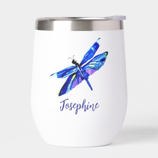 Waterverf Blue Dragonfly Hand-geïllustreerd Custom (Links)