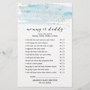 Waterverf Blue en Gold Baby Word Scramble Game