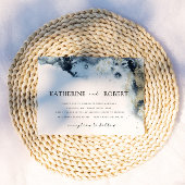 Waterverf Blue en Gold Minimalistic Wedding Kaart