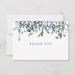 Waterverf Blue Floral Dank je wel Kaart