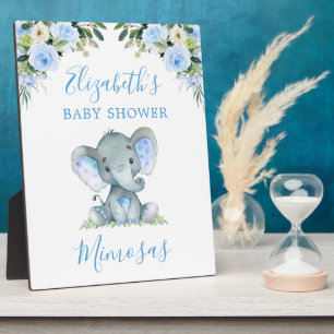 Waterverf Blue Floral Elephant Baby shower tafel Fotoplaat