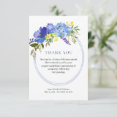 Waterverf Blue Floral Funeral Hartelijk dank Bedankkaart (Staand voorkant)