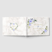 Waterverf Blue Floral Gold Glitter Marble Wedding Gastenboek (Volledig)