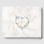 Waterverf Blue Floral Gold Glitter Marble Wedding Gastenboek (Achterkant)