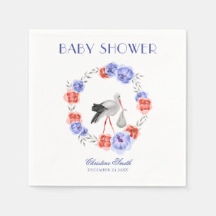 Waterverf Blue Floral Winter Wreath Napkins Servet