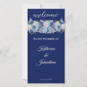 Waterverf Blue Flower Bouquet-Wedding-programma (Voorkant)