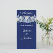 Waterverf Blue Flower Bouquet-Wedding-programma (Staand voorkant)