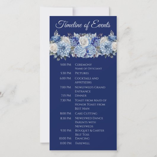Waterverf Blue Flower Bouquet-Wedding-programma (Achterkant)