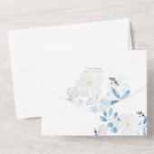 Waterverf Blue Flower Wedding Uitnodiging (Achterkant)