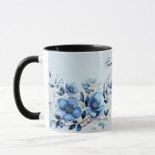 Waterverf Blue Flowers Coffee Mok (Links)