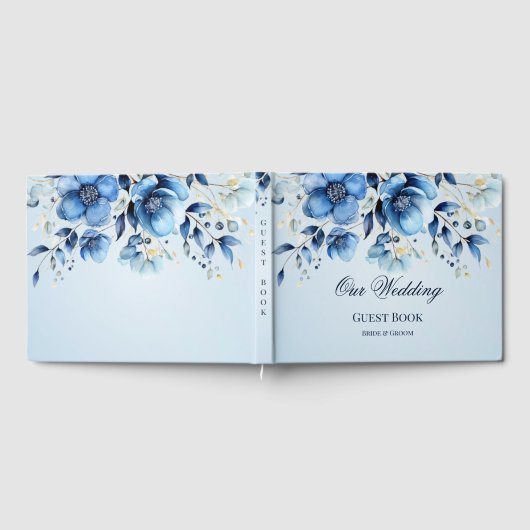 Waterverf Blue Flowers Gastenboek (Volledig)