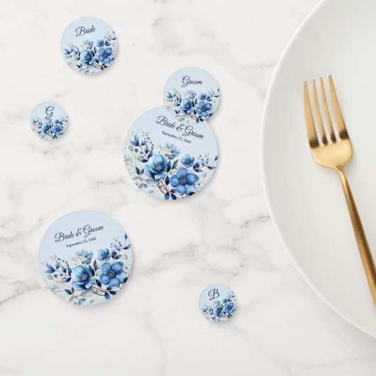 Waterverf Blue Flowers Tafel Confetti (Groep)